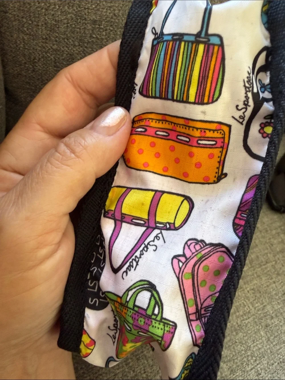 LeSportsac vintage Cosmetic Pouch with Pink, Yellow and Blue Print Handbags